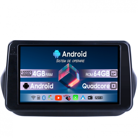 Fiorino Qubo 2008-2017 - Navigatie dedicata Fiat Qubo 2008-2017,4GB RAM 64GB ROM, Quadcore, Android 14, Display QLED 1K 9", DSP, Carplay&Android Auto, Suport camere AHD