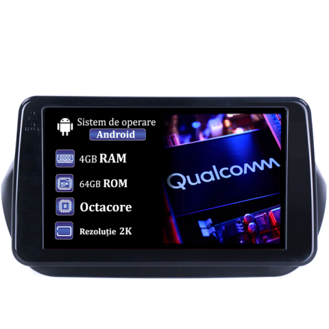 Fiorino Qubo 2008-2017 - Navigatie dedicata Fiat Qubo 2008-2017, 4GB RAM 64GB ROM, Procesor Qualcomm Octacore, Android 14, Rezolutie 2K, Display QLED 9", DSP, Carplay&Android Auto, SIM 4G