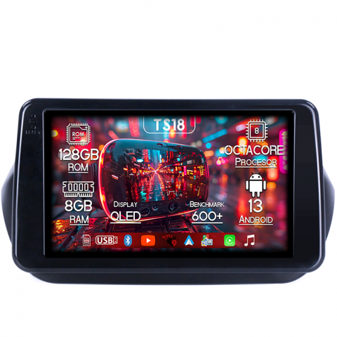 Fiorino Qubo 2008-2017 - Navigatie dedicata Fiat Qubo 2008-2017, 8GB RAM 128GB ROM, Octacore, Platforma TS18, Android 13, Display QLED 9”, Suporta camera 360º, DSP, Carplay&Android Auto, SIM 4G, Ventilator Activ