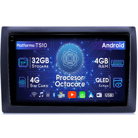 Stilo 2010 - Navigatie dedicata Fiat Stilo 2010, 4GB RAM 32GB ROM, Octacore, Android 14, Display QLED 1K 9", DSP, Carplay&Android Auto, SIM 4G, Bluetooth, Ventilator Activ