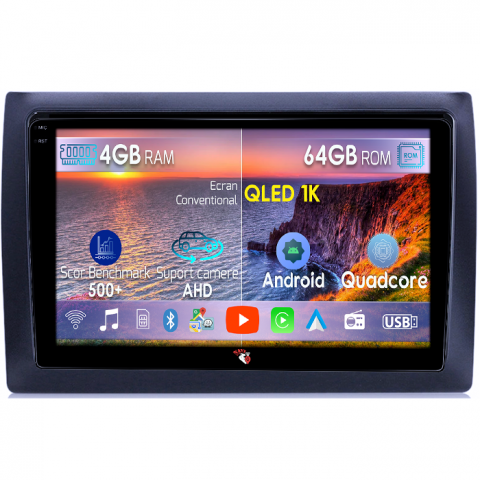 Stilo 2010 - Navigatie dedicata Fiat Stilo 2010, 4GB RAM 64GB ROM, Octacore, Android 14, Display QLED 1K 9", Carplay&Android Auto, SIM 4G, Ventilator Activ
