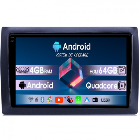 Stilo 2010 - Navigatie dedicata Fiat Stilo 2010, 4GB RAM 64GB ROM, Quadcore, Android 14, Display QLED 1K 9", DSP, Carplay&Android Auto, Suport camere AHD
