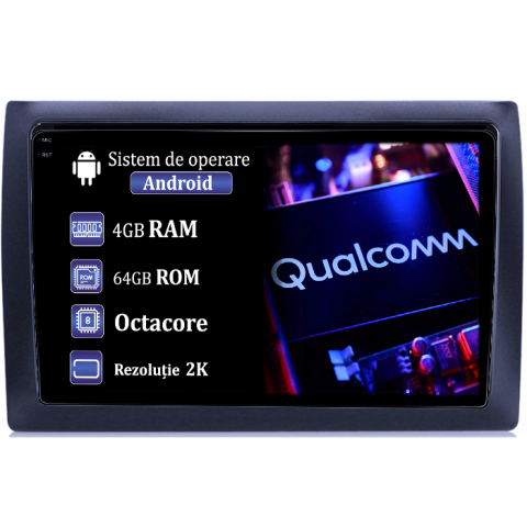 Navigatii Dedicate - Navigatie dedicata Fiat Stilo 2010, 4GB RAM 64GB ROM, Procesor Qualcomm Octacore, Android 14, Rezolutie 2K, Display QLED 9", DSP, Carplay&Android Auto, SIM 4G