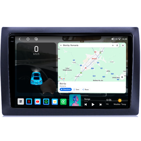Navigatie dedicata Fiat Stilo 2010, 4GB RAM 64GB ROM, Procesor Qualcomm Octacore, Android 14, Rezolutie 2K, Display QLED 9", DSP, Carplay&Android Auto, SIM 4G [2]