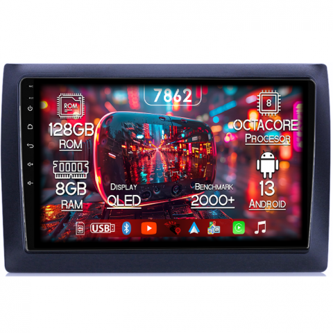 Stilo 2010 - Navigatie dedicata Fiat Stilo 2010, 8GB RAM 128GB ROM, Octacore, Platforma 7862,Android 13, Display QLED 9”, Suporta camera 360º, DSP, Carplay&Android Auto, SIM 4G, Ventilator Activ