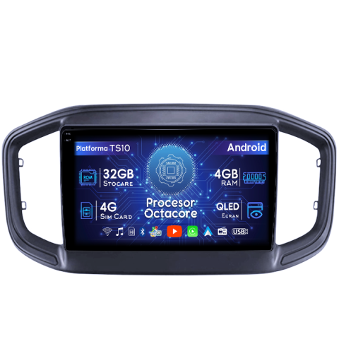 Strada 2020-2021 - Navigatie dedicata Fiat Strada 2020-2021, 4GB RAM 32GB ROM, Octacore, Android 14, Display QLED 1K 9", DSP, Carplay&Android Auto, SIM 4G, Bluetooth, Ventilator Activ