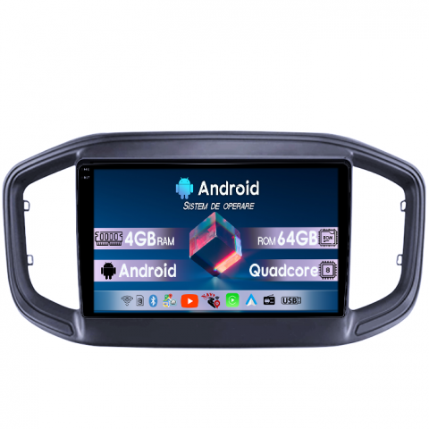 Strada 2020-2021 - Navigatie dedicata Fiat Strada 2020-2021, 4GB RAM 64GB ROM, Quadcore, Android 14, Display QLED 1K 9", DSP, Carplay&Android Auto, Suport camere AHD