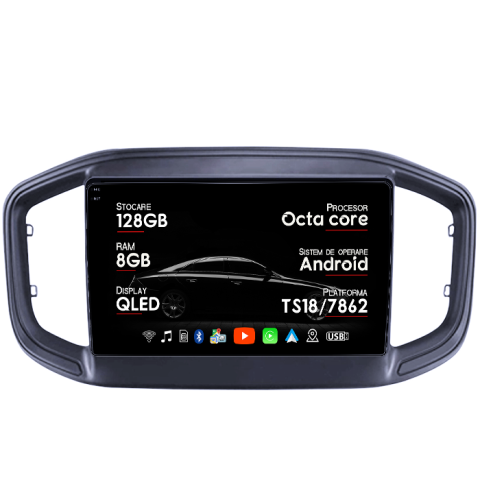 Strada 2020-2021 - Navigatie dedicata Fiat Strada 2020-2021, 8GB RAM 128GB ROM, Octacore, Platforma TS18, Android 13, Display QLED 9”, Suporta camera 360º, DSP, Carplay&Android Auto, SIM 4G, Ventilator Activ