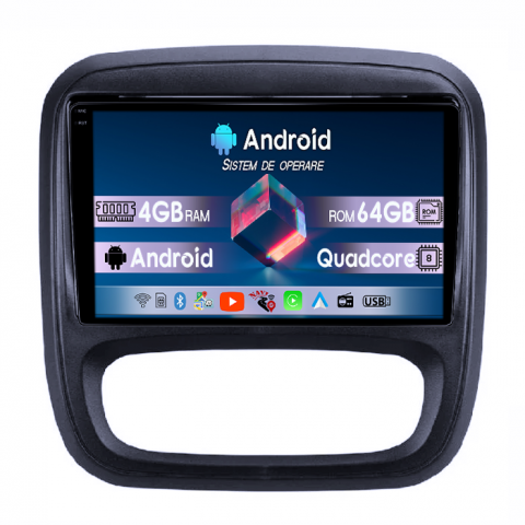 Talento 2016+ - Navigatie dedicata Fiat Talento 2016+, 4GB RAM 64GB ROM, Quadcore, Android 14, Display QLED 1K 9", DSP, Carplay&Android Auto, Suport camere AHD