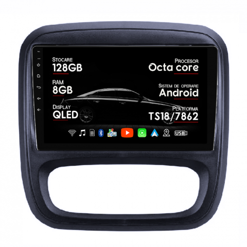 Talento 2016+ - Navigatie dedicata Fiat Talento 2016+, 8GB RAM 128GB ROM, Octacore, Platforma TS18, Android 14, Display QLED 9”, Suporta camera 360º, DSP, Carplay&Android Auto, SIM 4G, Ventilator Activ
