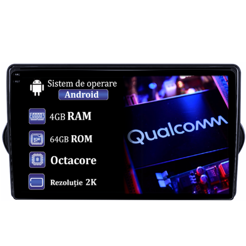 Egea 2015-2018 - Navigatie dedicata Fiat TIPO, Egea 2015, 4GB RAM 64GB ROM, Procesor Qualcomm Octacore, Android 14, Rezolutie 2K, Display QLED 9", DSP, Carplay&Android Auto, SIM 4G