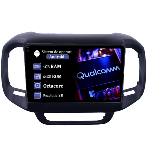 Navigatii Dedicate - Navigatie dedicata Fiat Toro 2016-2019, 4GB RAM 64GB ROM, Procesor Qualcomm Octacore, Android 14, Rezolutie 2K, Display QLED 9", DSP, Carplay&Android Auto, SIM 4G