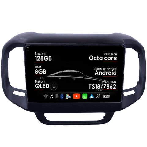 Fiat Toro - Navigatie dedicata Fiat Toro 2017-2020, 8GB RAM 128GB ROM, Octacore, Platforma TS18, Android 13, Display QLED 9”, Suporta camera 360º, DSP, Carplay&Android Auto, SIM 4G, Ventilator Activ