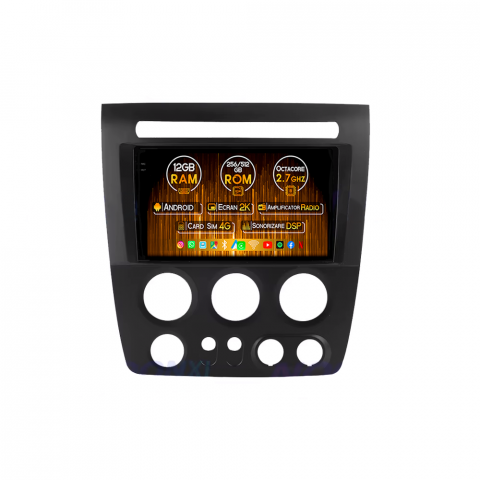 Hummer - Navigatie dedicata Hummer H3 2005-2010, 12GB RAM 256GB ROM, Android 13, Rezolutie 2K, Display QLED 9", DSP, Carplay&Android Auto, SIM 4G, Ventilator Activ, Suport Camere 360