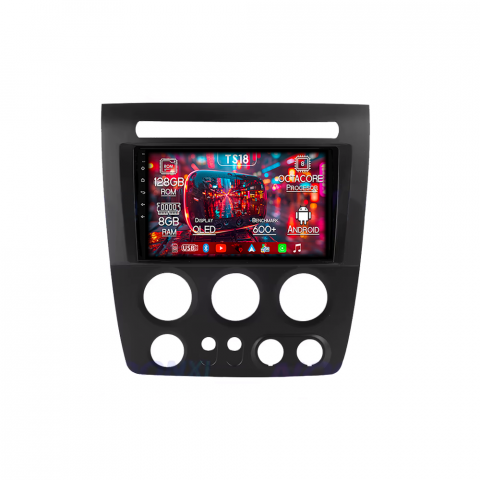 Hummer - Navigatie dedicata Hummer H3 2005-2010, 8GB RAM 128GB ROM, Octacore, Platforma TS18, Android 14, Display QLED 9”, Suporta camera 360º, DSP, Carplay&Android Auto, SIM 4G, Ventilator