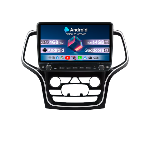 Grand Cherokee 2014-2017 - Navigatie dedicata Jeep Grand Cherokee 2014-2017 Tesla Cu Butoane Rotative Model 2024, 4GB RAM 64GB ROM, Procesor Quadcore, Android 14, Display QLED 10", DSP, Carplay&AndroidAuto