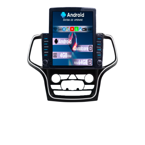 Grand Cherokee 2014-2017 - Navigatie dedicata Jeep Grand Cherokee 2014-2017 Tesla Style, 4GB RAM 64GB ROM, Procesor Quadcore, Android 14, Display QLED 9.7", DSP, Carplay&Android Auto
