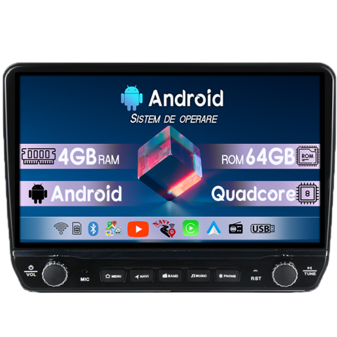 Hilux 1996-2002 - Navigatie dedicata Toyota Hilux 1996-2002 Tesla Cu Butoane Rotative Model 2024, 4GB RAM 64GB ROM, Procesor Quadcore, Android 14, Display QLED 10", DSP, Carplay&Android