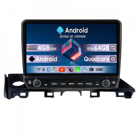 Mazda 6 2017-2019 - Navigatie dedicata Mazda 6 2017-2019 Tesla Cu Butoane Rotative Model 2024, 4GB RAM 64GB ROM, Procesor Quadcore, Android 14, Display QLED 10", DSP, Carplay&Android