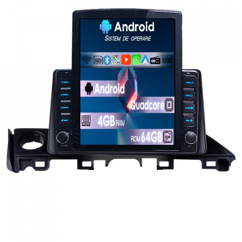 Mazda 6 2017-2019 - Navigatie dedicata Mazda 6 2017-2019 Tesla Style, 4GB RAM 64GB ROM, Procesor Quadcore, Android 14, Display QLED 9.7", DSP, Carplay&Android Auto