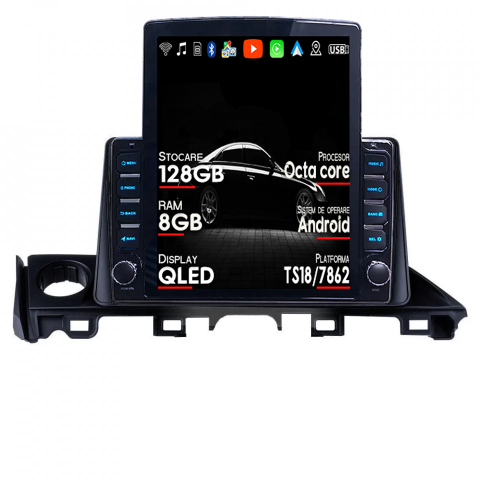 Mazda 6 2017-2019 - Navigatie dedicata Mazda 6 2017-2019 Tesla Style, ANDROID 13, 9.7 inch , 8+128GB, Internet, Aplicatii, Waze, GPS