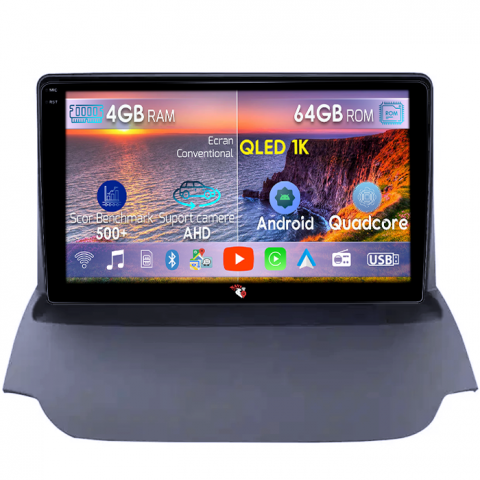 Ecosport 2013-2016 - Navigatie dedicata Ford Ecosport 2013-2016, 4GB RAM 64GB ROM, Octacore, Android 14, Display QLED 1K 9", Carplay&Android Auto, SIM 4G, Ventilator Activ