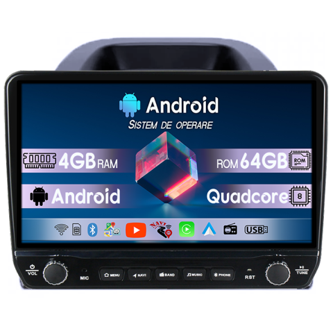 Ford - Navigatie dedicata Ford Ecosport 2018-2024 Tesla cu butoane rotative model 2024, 4GB RAM 64GB ROM, Procesor Quadcore, Android 14, Display QLED 10", DSP, Carplay&Android Auto