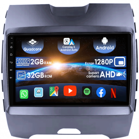 Edge 2015-2018 - (Resigilata) Navigatie dedicata Ford Edge 2015-2018, 2GB RAM 32GB ROM, Quad Core, Display 9" IPS Full HD, Carplay, Android 13, Bluetooth, Magazin Play, Suport camere AHD