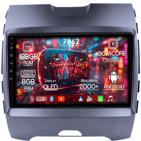 Edge 2015-2018 - Navigatie dedicata Ford Edge 2015-2018, 8GB RAM 128GB ROM, Octacore, Platforma 7862,Android 13, Display QLED 9”, Suporta camera 360º, DSP, Carplay&Android Auto, SIM 4G, Ventilator Activ