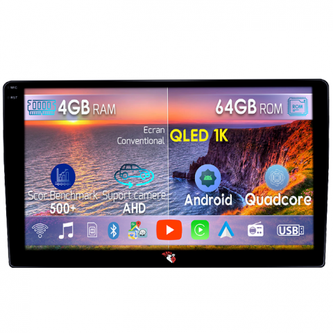 Escape 2000-2007 - Navigatie dedicata Ford Escape 2000-2007, 4GB RAM 64GB ROM, Octacore, Android 14, Display QLED 1K 9", Carplay&Android Auto, SIM 4G, Ventilator Activ