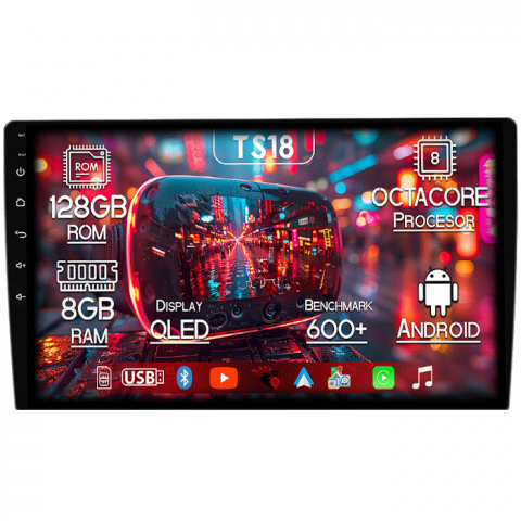 Escape 2000-2007 - Navigatie dedicata Ford Escape 2000-2007, 8GB RAM 128GB ROM, Octacore, Platforma TS18, Android 13, Display QLED 9”, Suporta camera 360º, DSP, Carplay&Android Auto, SIM 4G, Ventilator Activ