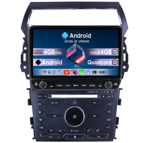 Ford Explorer 2011-2019 - Navigatie dedicata Ford Explorer 2011-2019 Tesla cu butoane rotative model 2024, 4GB RAM 64GB ROM, Procesor Quadcore, Android 14, Display QLED 10", DSP, Carplay&Android Auto