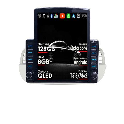 Fiat 500 - Navigatie dedicata Fiat 2007-2015 500 Beige Tesla Style, ANDROID 13, 9.7 inch , 8+128GB, Internet, Aplicatii, Waze, GPS