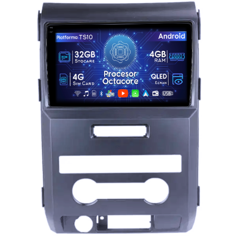 F150 2008-2014 - Navigatie dedicata Ford F150 2008-2014, 4GB RAM 32GB ROM, Octacore, Android 14, Display QLED 1K 9", DSP, Carplay&Android Auto, SIM 4G, Bluetooth, Ventilator Activ