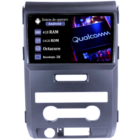 F150 2008-2014 - Navigatie dedicata Ford F150 2008-2014, 4GB RAM 64GB ROM, Procesor Qualcomm Octacore, Android 14, Rezolutie 2K, Display QLED 9", DSP, Carplay&Android Auto, SIM 4G