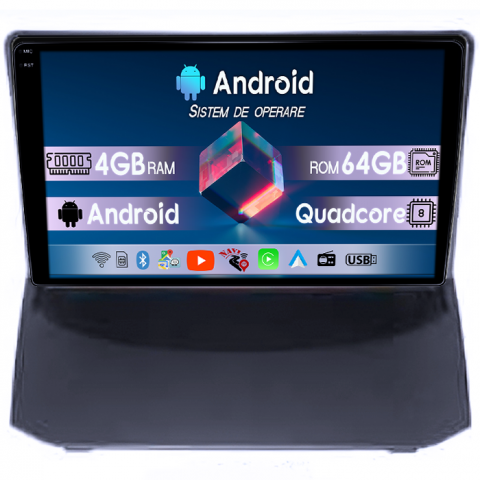 Ford Fiesta 2004-2014 - Navigatie dedicata Ford Fiesta 2004-2014, 4GB RAM 64GB ROM, Quadcore, Android 14, Display QLED 1K 9", DSP, Carplay&Android Auto, Suport camere AHD