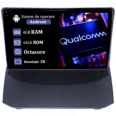 Ford Fiesta 2004-2014 - Navigatie dedicata Ford Fiesta 2004-2014, 4GB RAM 64GB ROM, Procesor Qualcomm Octacore, Android 14, Rezolutie 2K, Display QLED 9", DSP, Carplay&Android Auto, SIM 4G