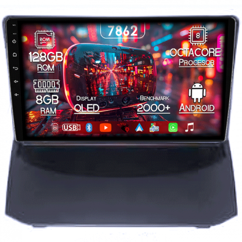 Ford Fiesta 2004-2014 - Navigatie dedicata Ford Fiesta 2004-2014, 8GB RAM 128GB ROM, Octacore, Platforma 7862,Android 13, Display QLED 9”, Suporta camera 360º, DSP, Carplay&Android Auto, SIM 4G, Ventilator Activ
