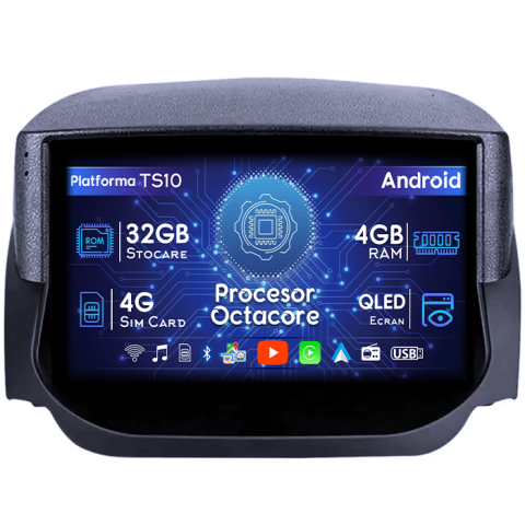 Fiesta 2018+ - Navigatie dedicata Ford Fiesta 2018+, 4GB RAM 32GB ROM, Octacore, Android 14, Display QLED 1K 9", DSP, Carplay&Android Auto, SIM 4G, Bluetooth, Ventilator Activ