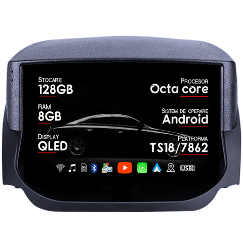 Navigatii Dedicate - Navigatie dedicata Ford Fiesta 2018+, 8GB RAM 128GB ROM, Octacore, Platforma TS18, Android 13, Display QLED 9”, Suporta camera 360º, DSP, Carplay&Android Auto, SIM 4G, Ventilator Activ