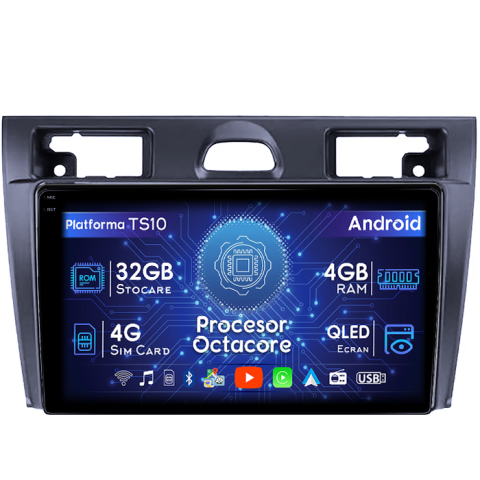 Fiesta Mk5 2002-2008 - Navigatie dedicata Ford Fiesta Mk5 2002-2008, 4GB RAM 32GB ROM, Octacore, Android 14, Display QLED 1K 9", DSP, Carplay&Android Auto, SIM 4G, Bluetooth, Ventilator Activ