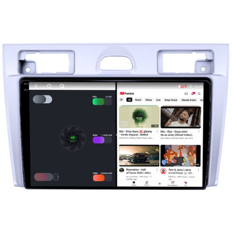 Navigatie dedicata Ford Fiesta MK5 2002-2008, Gri, 4GB RAM 64GB ROM, Octacore, Android 14, Display QLED 1K 9", Carplay&Android Auto, SIM 4G, Ventilator Activ [2]