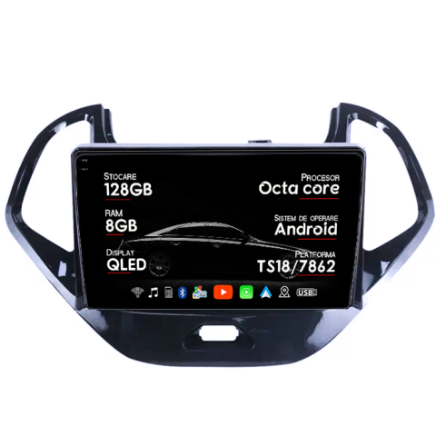 Figo 2015-2018 - Navigatie dedicata Ford Figo 2015-2018, 8GB RAM 128GB ROM, Octacore, Platforma TS18, Android 13, Display QLED 9”, Suporta camera 360º, DSP, Carplay&Android Auto, SIM 4G, Ventilator Activ