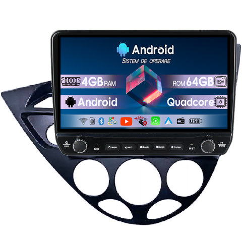 Focus 1999-2005 - Navigatie dedicata Ford Focus 1999-2005 Tesla cu butoane rotative model 2024, 4GB RAM 64GB ROM, Procesor Quadcore, Android 14, Display QLED 10", DSP, Carplay&Android Auto