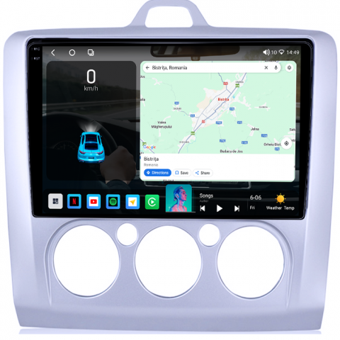 Navigatie dedicata Ford Focus 2 2004-2011, 4GB RAM 64GB ROM, Octacore, Android 14, Display QLED 1K 9", Carplay&Android Auto, SIM 4G, Ventilator Activ [1]
