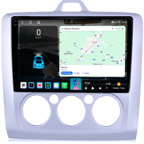 Navigatie dedicata Ford Focus 2 2004-2011, 4GB RAM 64GB ROM, Procesor Qualcomm Octacore, Android 14, Rezolutie 2K, Display QLED 9", DSP, Carplay&Android Auto, SIM 4G [1]