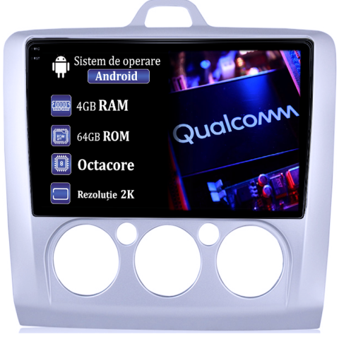 Ford - Navigatie dedicata Ford Focus 2 2004-2011, 4GB RAM 64GB ROM, Procesor Qualcomm Octacore, Android 14, Rezolutie 2K, Display QLED 9", DSP, Carplay&Android Auto, SIM 4G