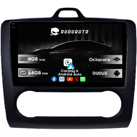 Focus (2004-2011) - Navigatie dedicata Focus 2004-2011 Clima Automata, Neagra, DUDU3, 4GB RAM 64GB ROM, Octacore, Platforma 8581, Android, Display QLED 9", DSP, Carplay&AndroidAuto