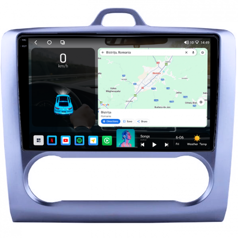 Navigatie dedicata Ford Focus 2004-2011, 4GB RAM 64GB ROM, Octacore, Android 14, Display QLED 1K 9", Carplay&Android Auto, SIM 4G, Ventilator Activ [1]