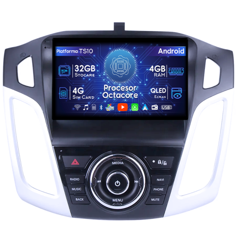 Focus 3 (2011-2018) - Navigatie dedicata Ford Focus 2011-2015, 4GB RAM 32GB ROM, Octacore, Android 14, Display QLED 1K 9", DSP, Carplay&Android Auto, SIM 4G, Bluetooth, Ventilator Activ